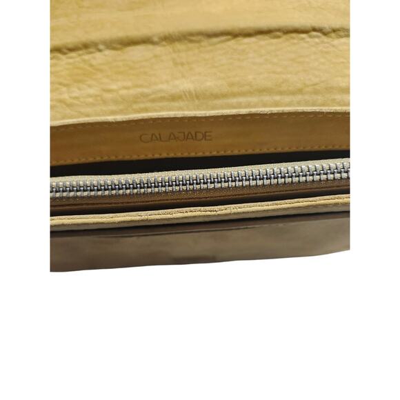 CalaJade Lago Couture Diana Python Skin Flap‎ Suede Body Clutch Purse - Picture 6 of 10